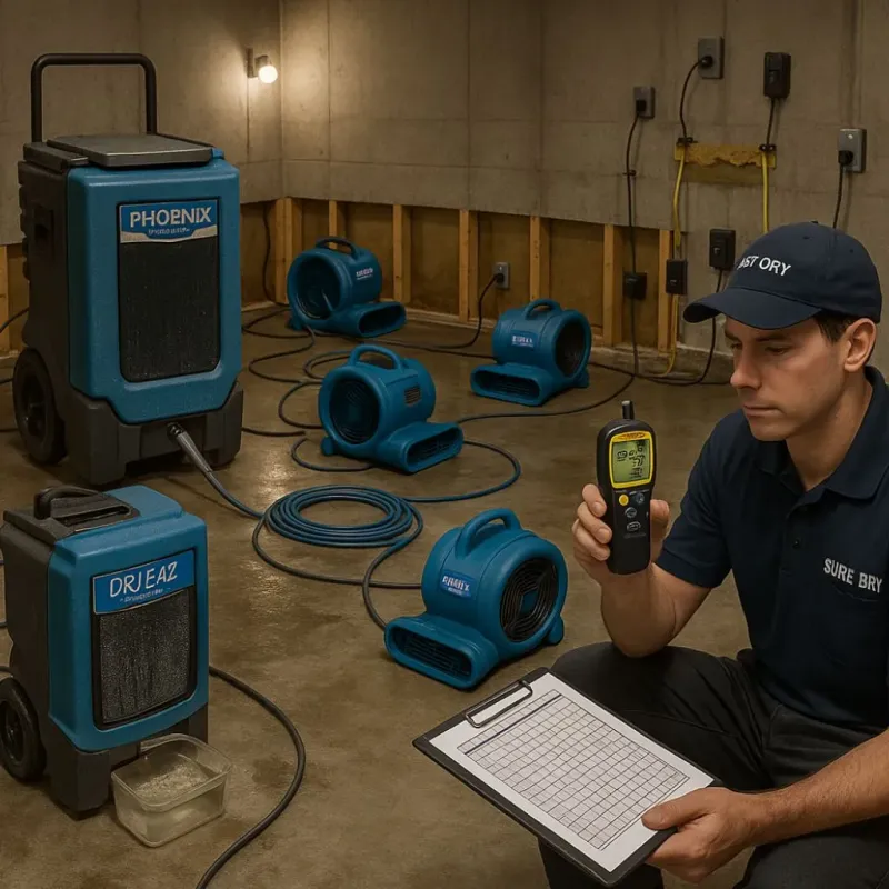 Structural Drying and Dehumidification process in South Woodstock, CT